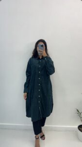 corduroy oversized long shirt added to wishlist