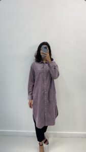 corduroy oversized long shirt added to wishlist