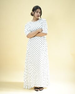 Polka Dot full length white gown added to wishlist